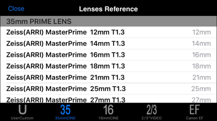 Lens Reference